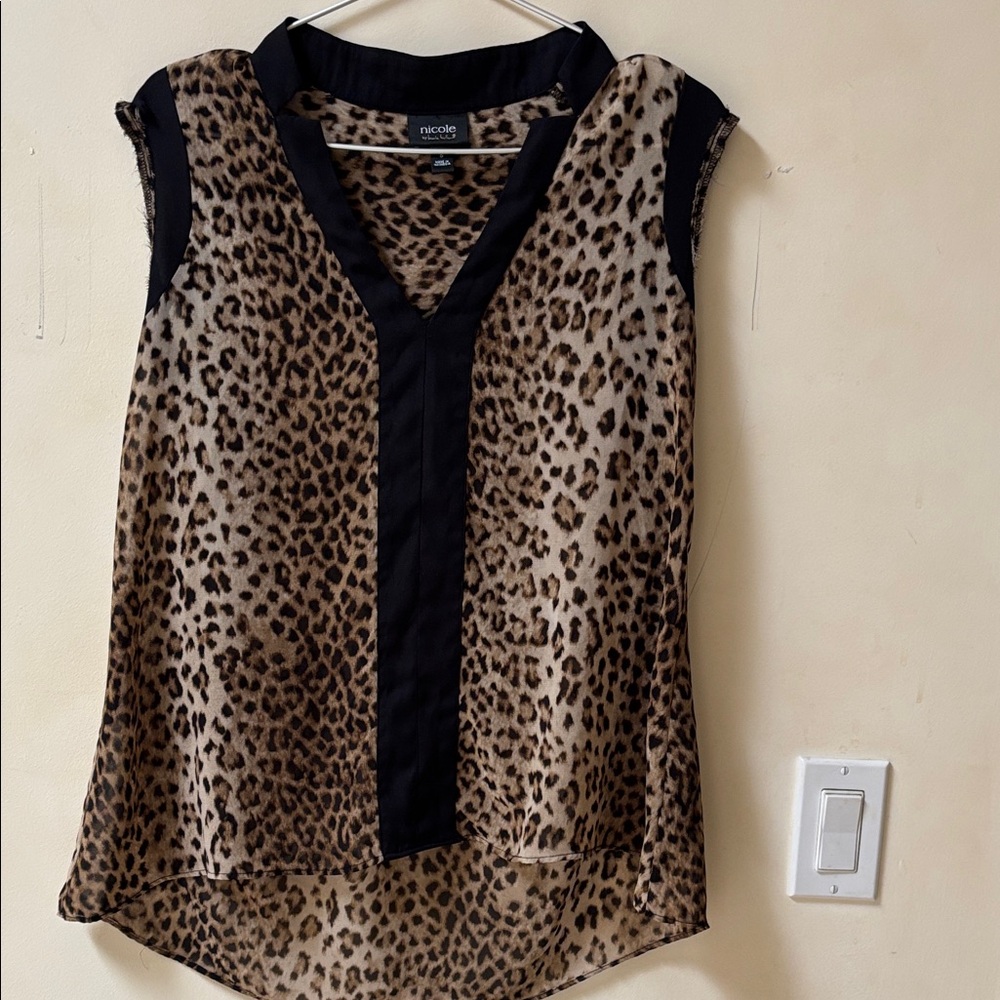 Nicole Animal Print V-Neck Blouse